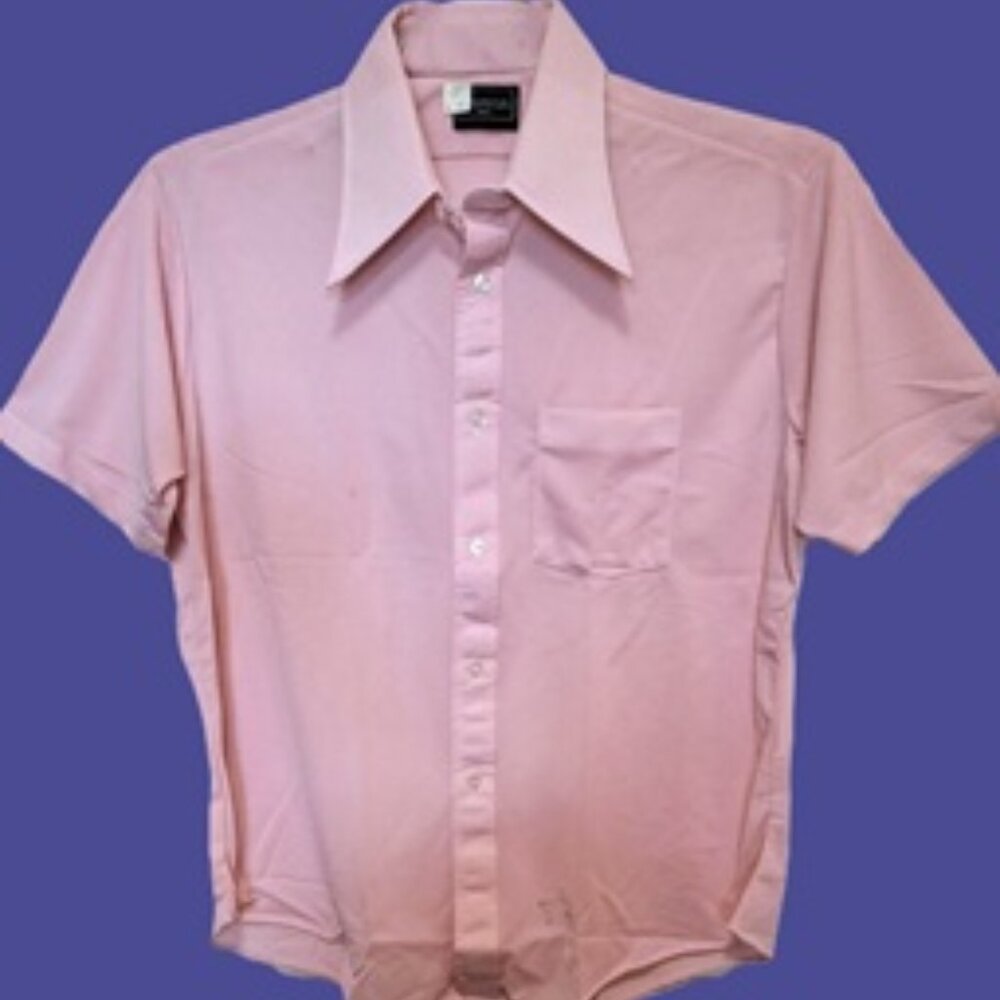NOS Mens Vtg 70s Daggar Collar Double Knit Shirt XL
